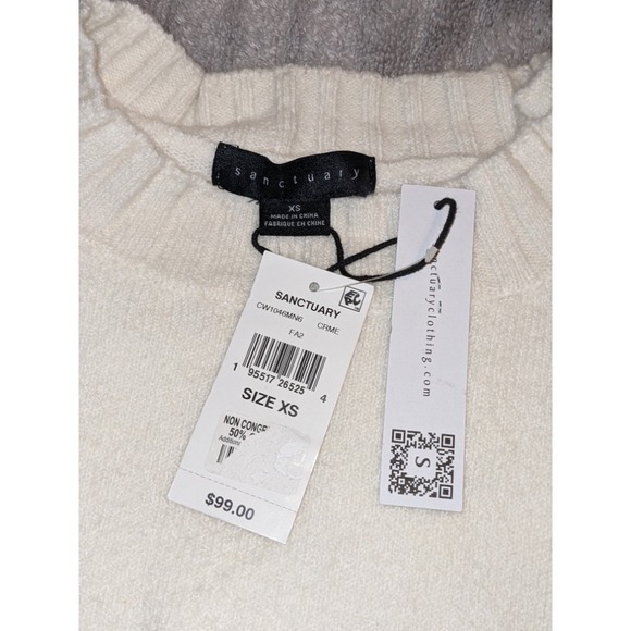 Sanctuary Button Shoulder Sweater Pullover Knit Top Cream White XS NWT $99 - Picture 4 of 11